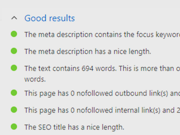 Website SEO example screenshot